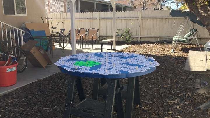 Stencils set up on the tabletop